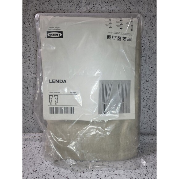 IKEA Lenda Curtains Beige 55x98 Pair Open Box Decor Cloth Fabric Classic Rare - Picture 1 of 8